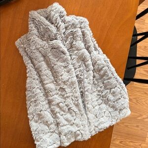 Little Girls Furry Sequin Zip Up Vest